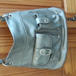 3/$15 Pewter Metallic Faux Leather Crossbody Purse Handbag
